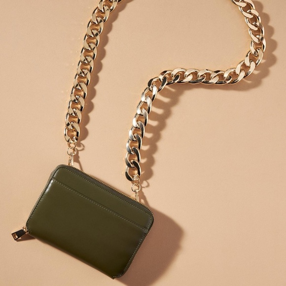 Anthropologie Handbags - NWT Anthropologie Olive Green Chain Crossbody Bag